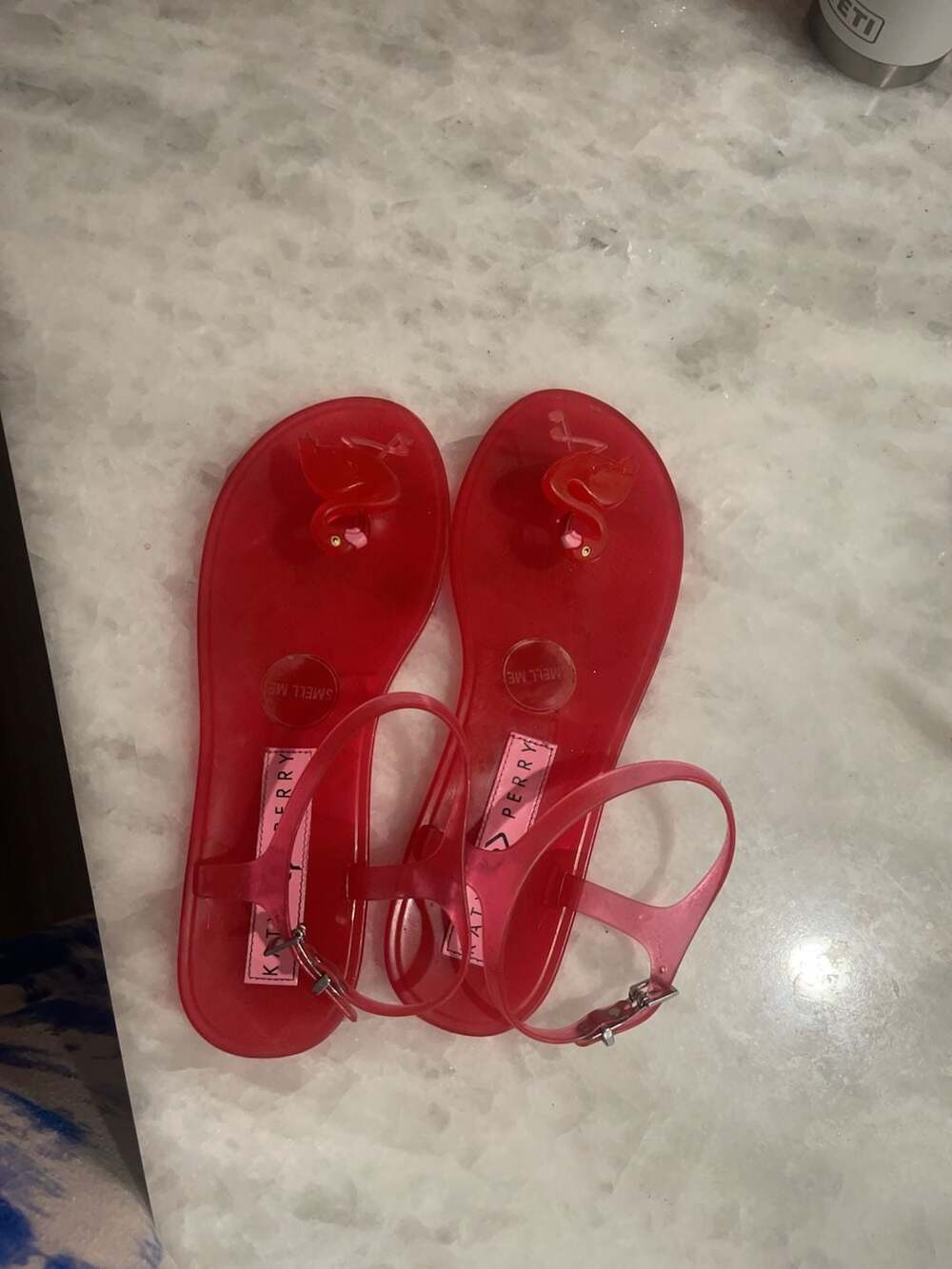 Katy Perry The Geli Flamingo Jelly Sandals Red, Size 9